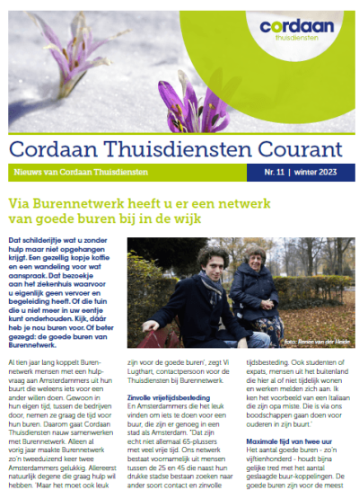 Cover van de Cordaan Thuisdiensten Courant Winter 2022
