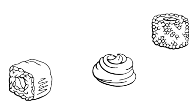 Drie heerlijke in zwart wit getekende koekjes